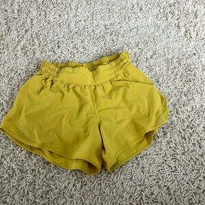 lululemon yellow hotty hot shorts